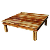 Large Square Wood Rustic Coffee Table Natural